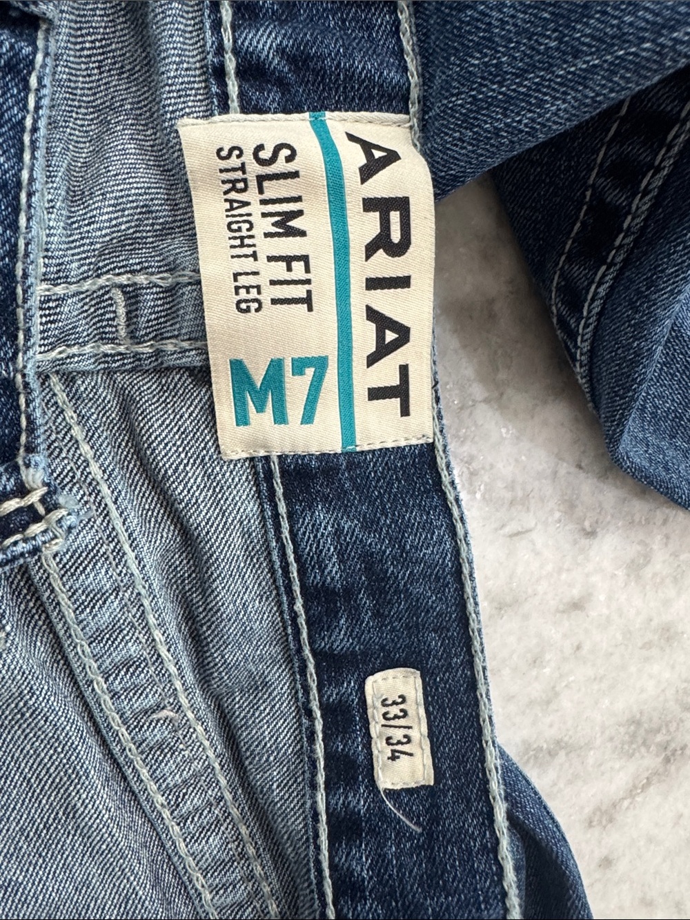 Ariat Men’s Slim Straight Jeans - Blue Denim - Picture 4 of 6